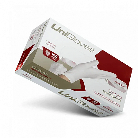 Luva Látex sem Pó Conforto Premium Quality Tam G Unigloves cx 100