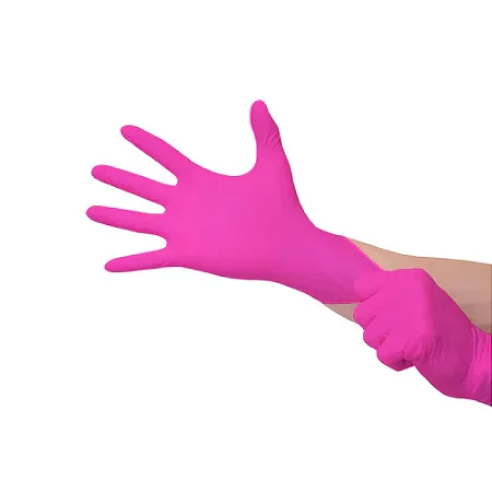Luva Nitrílica sem Pó Rosa Tam M Medix cx 100