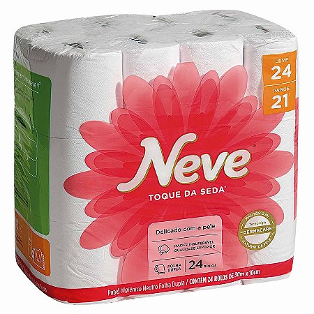 Papel Higiênico Neve Toque da Seda – Folha Dupla – 24 Rolos de 30 metros