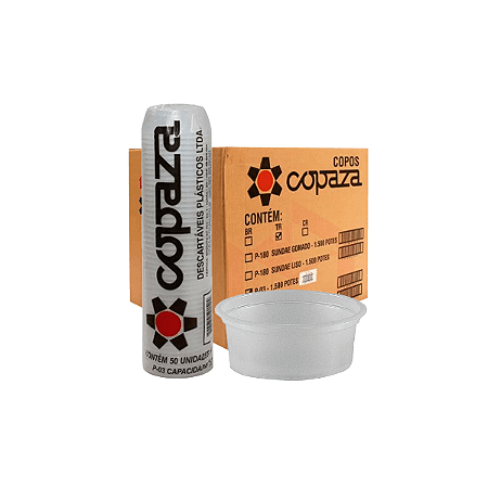 Potes Plásticos 75 ml Copazza PO3 Tiras Com 50 Unidades