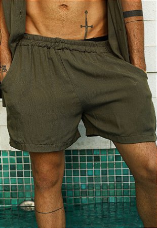 Shorts Viscolinho Verde Musgo