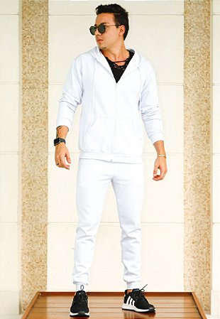 Conjunto Moletom Ziper Branco