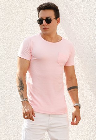 Camiseta Bolso Rosa Bebê