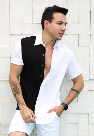 Camisa Bicolor Branco C/ Preto