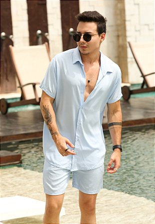 Conjunto Viscose Azul Bebê