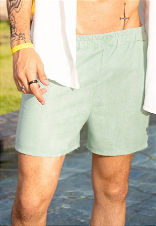 Shorts Linho Verde Água