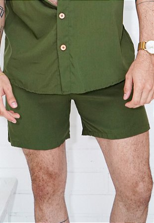 Shorts Viscose Verde Militar