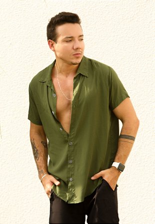 Camisa Viscose Verde Musgo