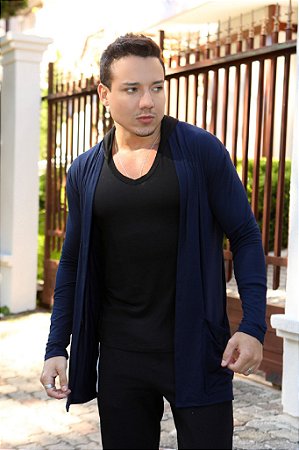 Cardigan Viscolycra Azul Marinho