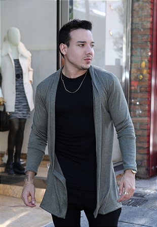 Cardigan Lã Verde Musgo