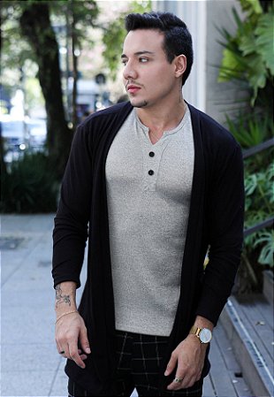 Cardigan Lã Preto