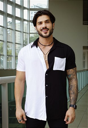 Camisa Viscolinho Bicolor