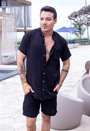 Conjunto Gola Padre Preto