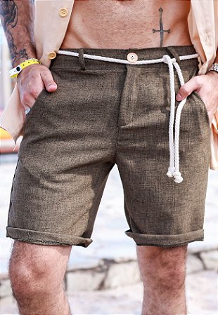 Shorts Linho Cordão Verde Musgo