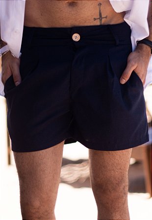 Shorts Linho Azul Marinho