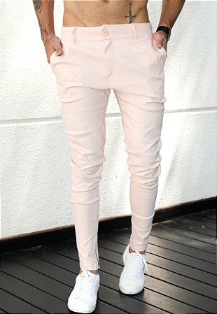 Calça Skinny Zíper Rosa Bebê