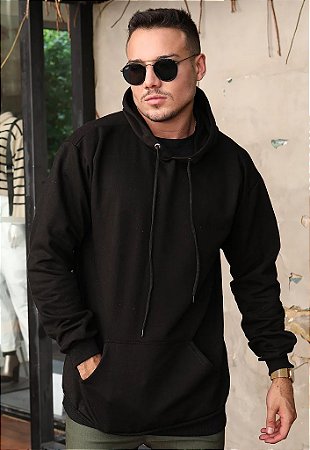 Blusa Moletom Canguru Preta