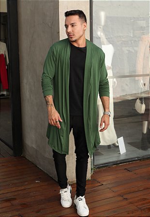 Cardigan Sobretudo Verde Militar