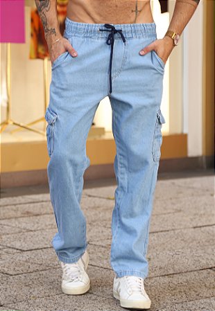 Calça Jeans Cargo Média