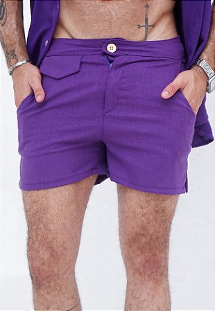 Mini Shorts Linho Roxo