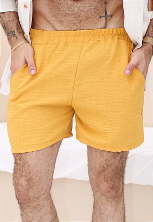 Shorts Linho Mostarda
