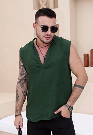 Regata Linho Verde Militar