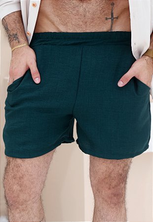 Shorts Linho Verde Petróleo