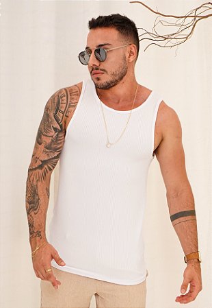 Regata Canelada Bicolor Branca