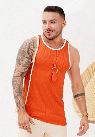 Regata Canelada Bicolor Laranja