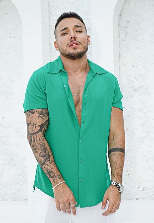 Camisa Viscose Verde Bandeira