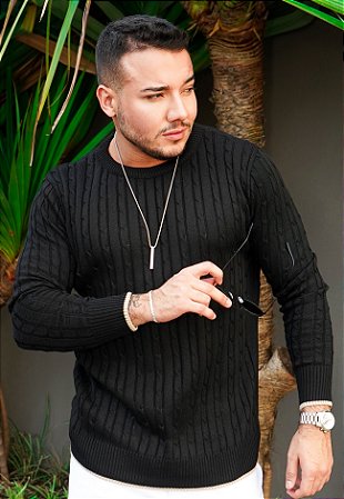 Suéter Tricot Texturizado Preto