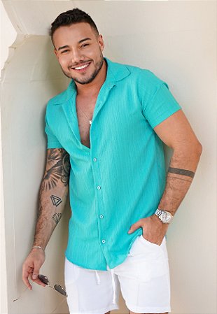 Camisa Texturizada Verde Tiffany