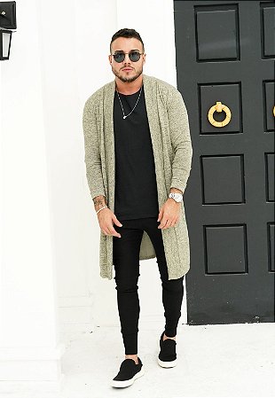 Cardigan Sobretudo Lã Bege