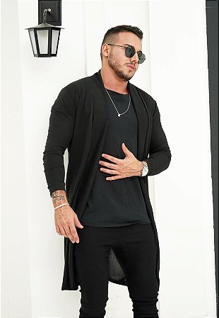 Cardigan Sobretudo Lã Preto
