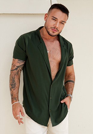 Camisa Gola Cubana Verde Militar