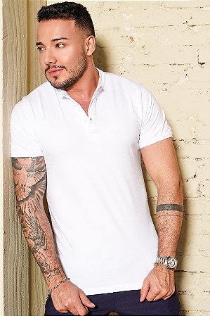 Camiseta Gola Padre Texturizada Branca