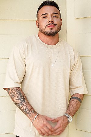 Blusa Oversized Texturizada Bege