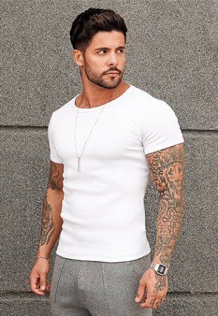 Camiseta Básica Ribana Branca