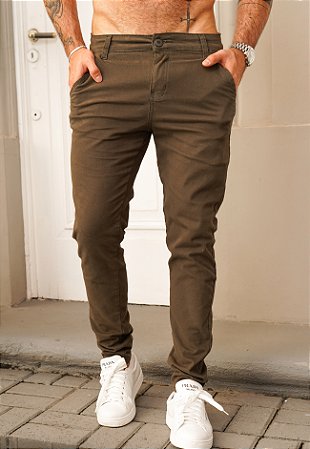 Calça Alfaiataria Sarja Verde Musgo