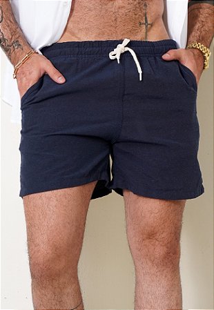 Shorts Alfaiataria Linho Azul Marinho