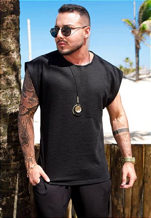 Regata Machão Tricot Preta