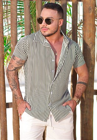 Camisa Listrada Verde militar