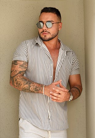 Camisa Listrada Cinza