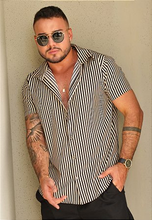 Camisa Listrada Bege