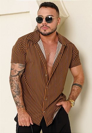 Camisa Listrada Caramelo