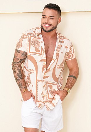 Camisa Viscolinho Estampada
