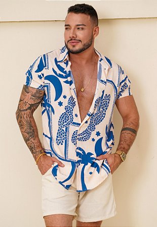 Camisa Viscolinho Estampada