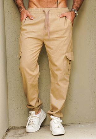Calça Cargo Jogger Bege