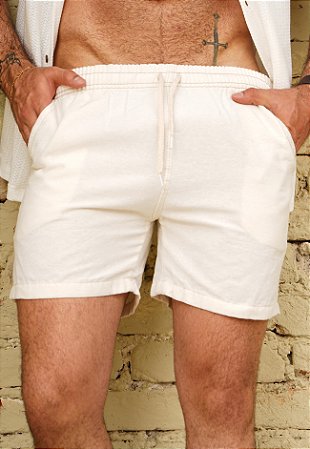 Shorts Alfaiataria Linho Off White