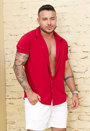 Camisa Viscose Vermelho Marsala